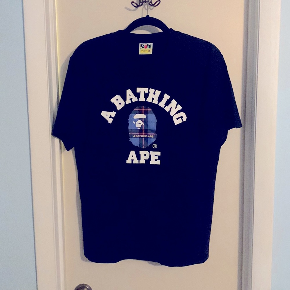A Bathing Ape t-shirt (Med & never been worn) Blue Plaid